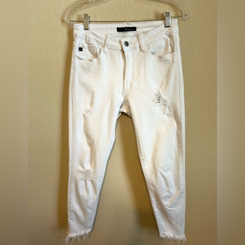KanCan white crop jeans